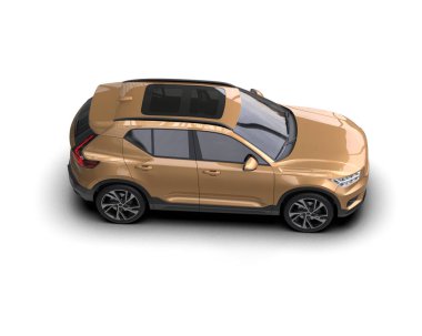 Beyaz arka planda modern küçük araba. 3d oluşturma