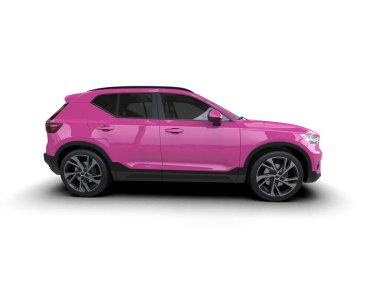 Gri arka planda pembe spor jip. 3d oluşturma.