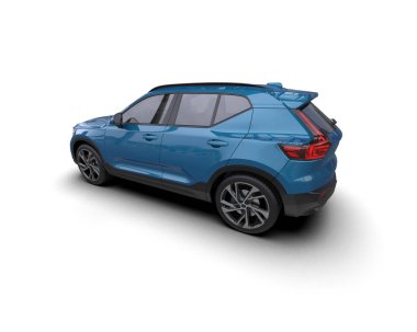 Mavi arazi aracı. Ön manzara. 3d oluşturma