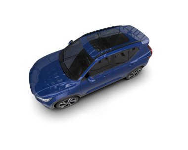 Beyaz arka planda modern kompakt araba. 3 Boyutlu Hazırlama