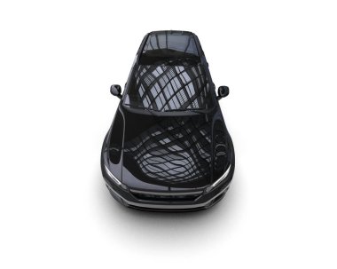 Koyu siyah araba beyaz üzerine izole edilmiş. 3d oluşturma