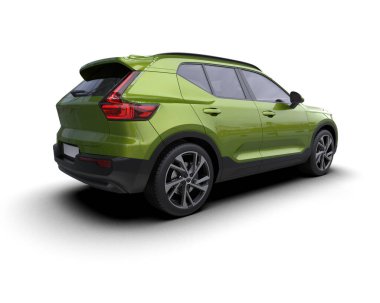 Yeşil lüks araba beyaz arka planda izole edilmiş. 3d illüstrasyon