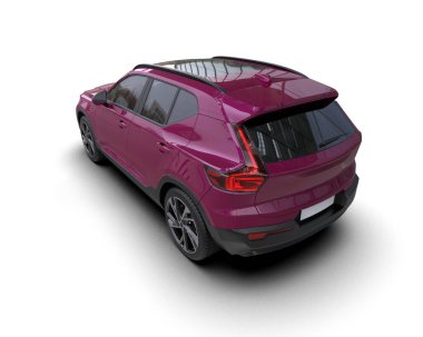 Pembe lüks araba beyaz arka planda izole edilmiş. 3d oluşturma.