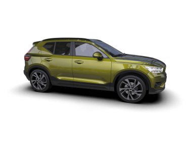 beyaz arkaplanda izole edilmiş modern kompakt araba - 3 boyutlu görüntüleme