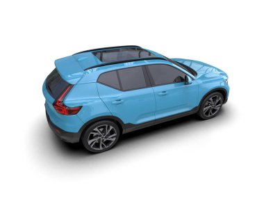 mavi araba üzerinde beyaz izole