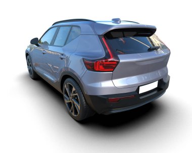 Araba yan görüntüsü beyaz arkaplanda izole edilmiş. 3d oluşturma