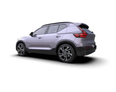 Araba beyaz arka planda izole edilmiş. Araba geri döndü.