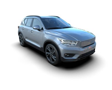 Beyaz arka planda birinci sınıf bir SUV. 3d oluşturma.