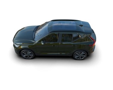 Beyaz arka planda modern bir araba. 3d oluşturma