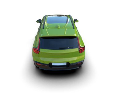 modern yeşil araba beyaz arka planda yansımayla izole edilmiş. 3 Boyutlu Hazırlama