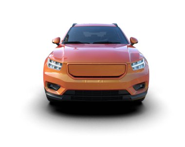 Beyaz arka planda modern bir araba. 3d oluşturma.