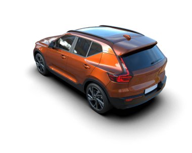 Modern şehir arabası arka planda izole edilmiş. 3D görüntüleme - illüstrasyon