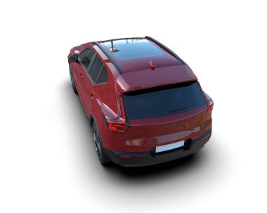 Beyaz arka planda modern bir araba. 3d oluşturma