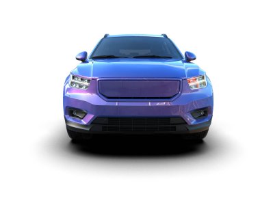 mavi modern lüks araba - beyaz arka planda ön manzara