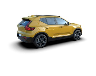 Beyaz arka planda bir araba. 3D görüntüleme. beyaz üzerine izole