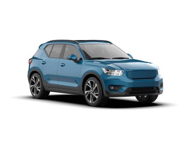 mavi spor araba - yaratıcı bir tasarım için modern araba - ön manzara. 3d oluşturma