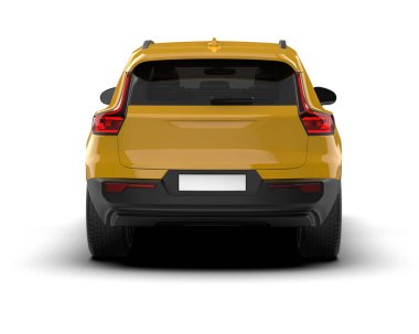 Beyaz arka planda sarı araba