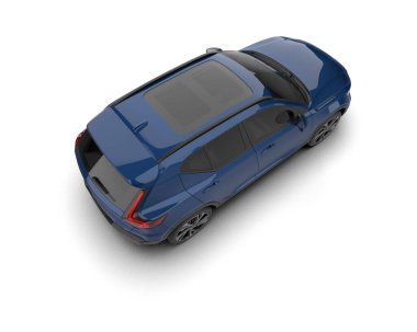 Mavi bir arabanın 3 boyutlu görüntüsü