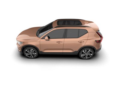 Modern araba beyaz bir arka planda izole edilmiş.