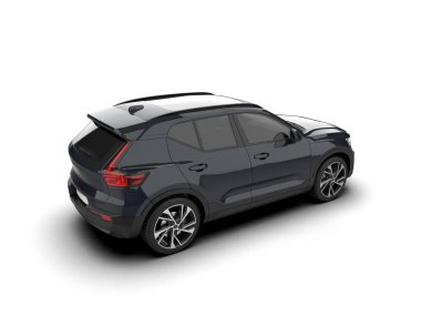 siyah modern araba - arka görünüm - yan görünüm