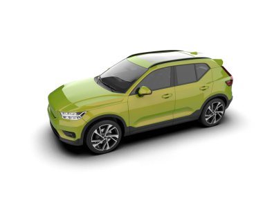 Arka planda izole edilmiş gerçekçi bir SUV aracı. 3D görüntüleme - illüstrasyon