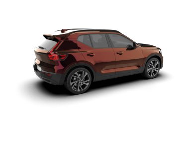 Arka planda modern şehir arabası. Araba ve aile arabası kavramı. 3d oluşturma