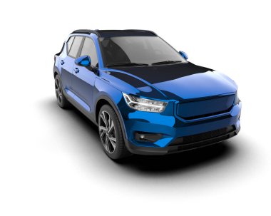 mavi SUV - modern araba - beyaz arkaplanda ön görünüm