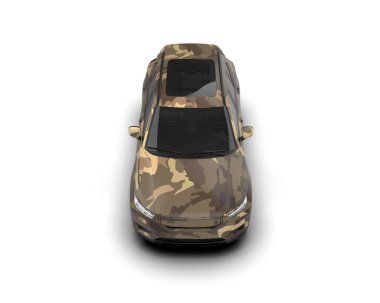 Modern kamuflajlı SUV arabası beyaz arka planda izole edildi