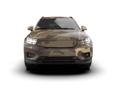 Modern kamuflajlı SUV arabası beyaz arka planda izole edildi