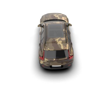Modern kamuflajlı SUV arabası beyaz arka planda izole edildi