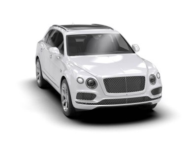 modern beyaz SUV arabası beyaz arkaplanda izole edildi