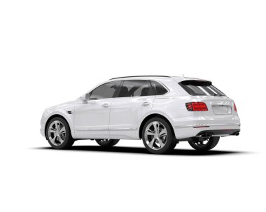 modern beyaz SUV arabası beyaz arkaplanda izole edildi