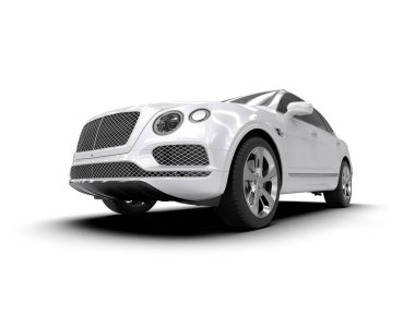 modern beyaz SUV arabası beyaz arkaplanda izole edildi