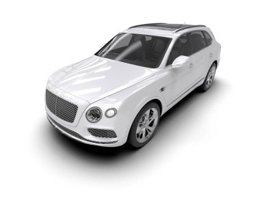modern beyaz SUV arabası beyaz arkaplanda izole edildi