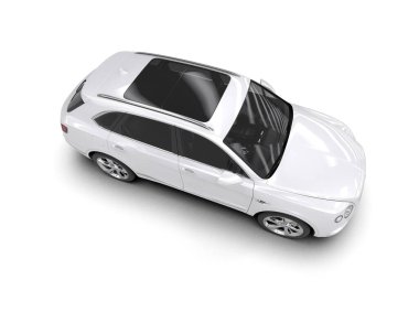 modern beyaz SUV arabası beyaz arkaplanda izole edildi