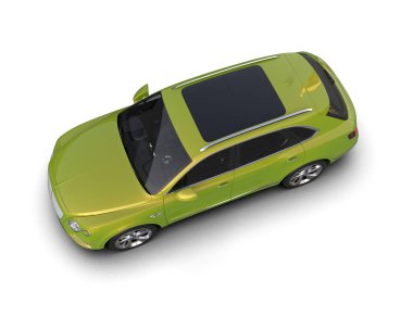 beyaz arkaplanda yeşil araba