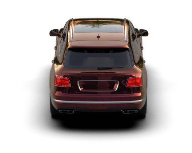 Arka planda lüks bir araba var. 3D görüntüleme - illüstrasyon