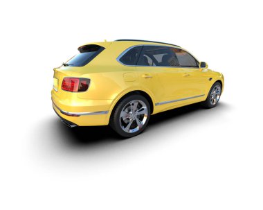 Lüks araba beyazda izole edilmiş. 3D görüntüleme - illüstrasyon