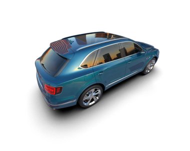 Beyaz arka planda modern bir araba. 3d oluşturma