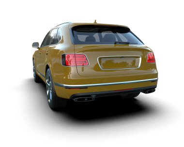 Beyaz arka planda lüks bir araba. 3 Boyutlu Hazırlama