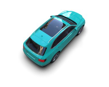 modern araba beyaz arka planda izole edildi. 3 boyutlu çizim - illüstrasyon