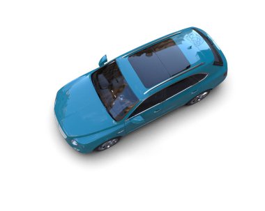 Beyaz arkaplanı olan mavi araba