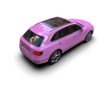 Pembe araba beyaz arka plan üzerinde izole