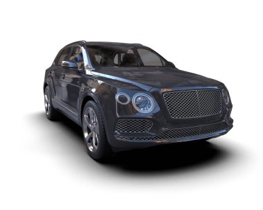 Siyah lüks araba beyaz arka planda izole edilmiş.