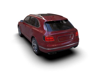 Modern lüks araba beyaz arka planda izole edilmiş ve kırpma yolu var. 3d illüstrasyon