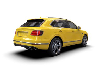 modern sarı araba beyaz arka planda izole edildi