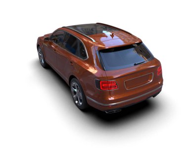 Modern araba arka planda izole edilmiş. 3D görüntüleme - illüstrasyon