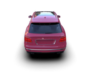 beyaz arka planda izole edilmiş sedan için lüks kırmızı araba 3 boyutlu resimleme