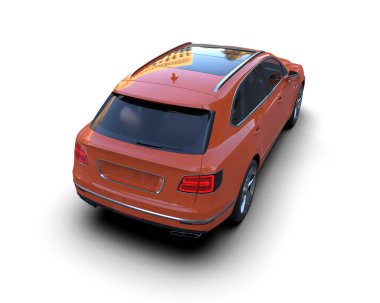 Kırmızı araba beyaz arka planda izole edildi