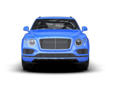 mavi modern araba izole edilmiş